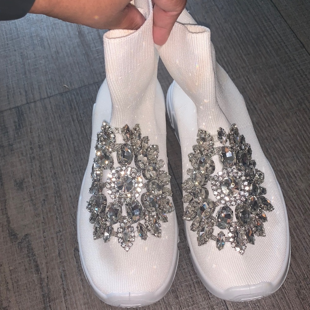 Rhinestone White Sneakers